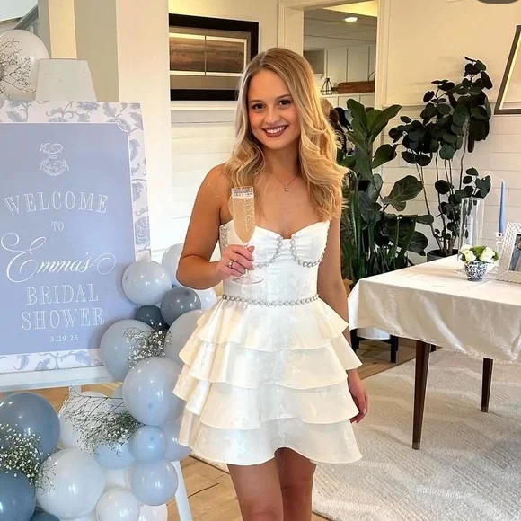 V. Chapman Luciana White Corset Mini Dress - Picture 3 of 4